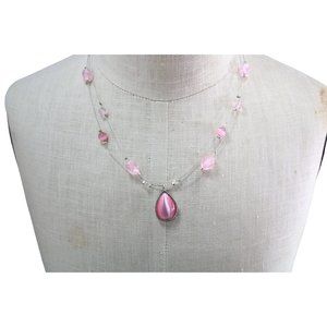 NY Floating Pink Necklace Teardrop 88049 Pendant